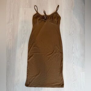 Livi by Olivia Rae Brown Ribbed Cutout Midi Dress